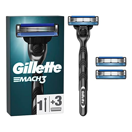 Gillette Mach3 Rasoir Pour Homme, Rasoir À 3 Lames, 1 Manche, 3 Recharges De Lames, Avec Manche En Acier Inoxydable