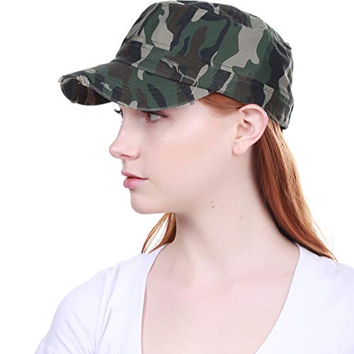 Image of Vintage Distressed Cadet Army Cap Basic Everyday Military Style Hat