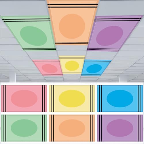 Image of VIHOSE 6 Pcs Fluorescent Light Covers for Ceiling Lights Classroom Magnetic Light Covers Classroom Filters Office School Drop Ceiling, 4 x 2 ft (Crayon)