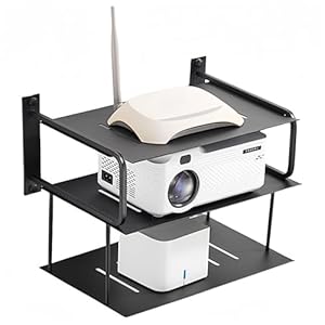 Projector Shelf for Wall, WiFi Router Shelf with Cable Hole Shelf forfor Router, Modem, Cable Boxes, DVD Player, Media Boxes, Smart Speaker (3 Layers, 11.81″ x 8.27″)