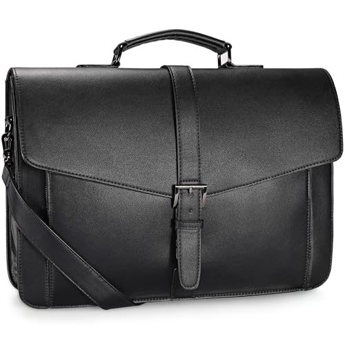 ESTARER Leder Aktentasche Herren, 15.6 Zoll Groß Laptoptasche/Arbeitstasche für Arbeit,College,Reisen,Büro