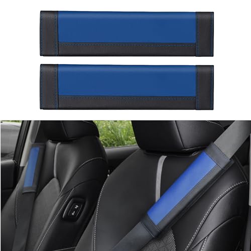 COFIT Gurtpolster Auto für Kinder Erwachsene, Sicherheitsgurt Polster Mikrofaser Leder, Anschnallgurt Schutz Weich, Autogurt Hals Gurtschutz LKW SUV Wohnwagen Zubehör Innenraum, 2 Stück, Blau