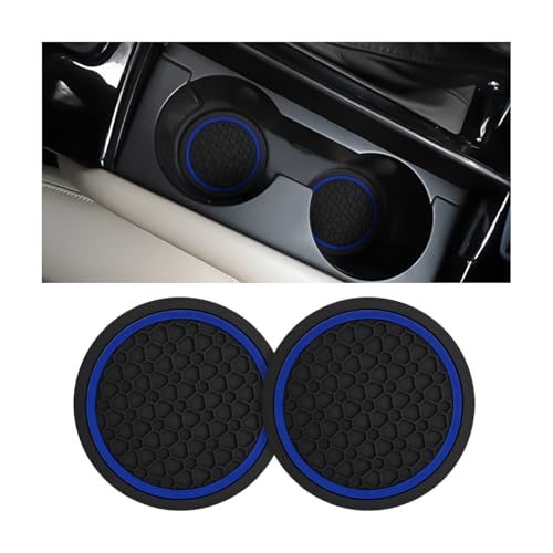 Image of Mandark 2PCS Car Cup Holder Coasters, 2.75 Inch Non-Slip Insert Water Bottle Holder Pads, Dustproof Automotive Interior Accessories Mat, Universal for Vehicles, Trucks, RVs and More(Black /Blue)