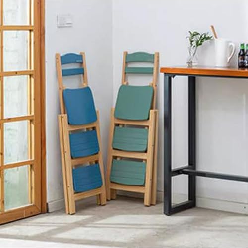Sedia pieghevole in legno a 3 gradini, sgabello portatile leggero con ampi gradini, portata 150 kg, scaletta multifunzione per casa e ufficio, design salvaspazio, ideale per biblioteca e esposizione
