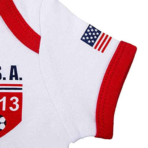Bdondon Usa Soccer Baby Clothes Short Sleeve White Soccer Onesie Outfits For Newborn Infant Boys And Girls (Usa-G, 0-3 Months) #TOP3
