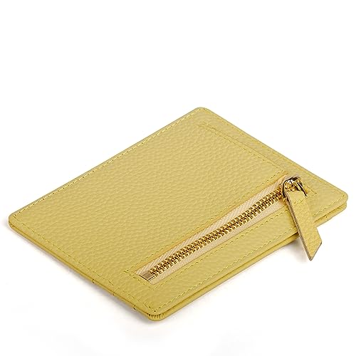 VISOUL Slim Credit Card Holder for Women RFID Blocking, Womens Small Leather Wallet with Zipper Coin Pocket (Yellow)2