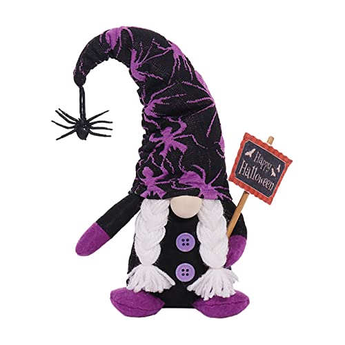 Gnomos de Halloween - Decorações dos gnomos do Dia das Bruxas com chapéu da bruxa - Decoração artesa