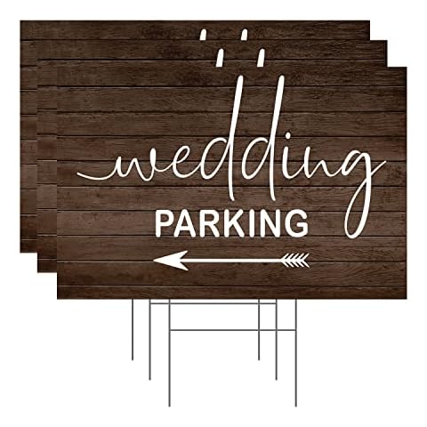 Wedding Parking This Way Lawn Signs Direction Arrow Lawn/Yard Signs (3, Wedding Parking Arrow) Cover