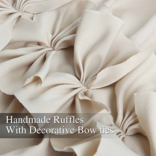 Hig Boho Ruffled Window Curtains With Blackout Liner, Feminine Window Treatments 84 Inch Length 2 Panels Set, Country Rod Pocket Drapes With Handmade Bow Ties For Bedroom Nursery, Camel （Eva） #TOP3