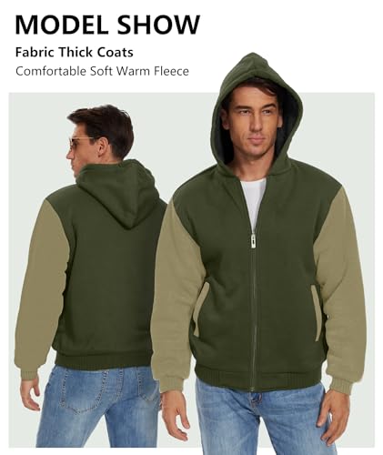 Image of SWISSWELL Men Zip Up Hoodies Sherpa Lined Jacket Heavyweight Fleece Sweatshirt Winter Warm Hooded Coat