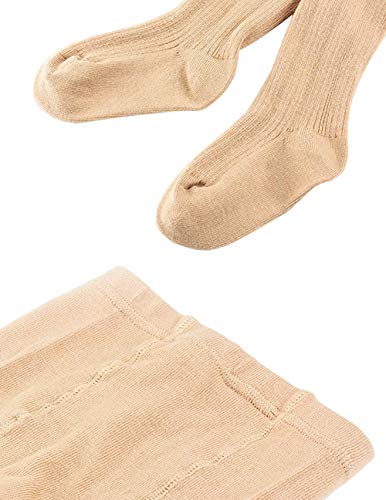 Chung Toddlers Little Girls Cotton Tights Footed Thick For Winter Cable Knitted School Leggings Stockings Bottom,2T,3Pack-Beige #TOP5