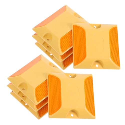 Balises réfléchissantes pour allée en ABS jaune : lot de 8 marqueurs de chaussée
