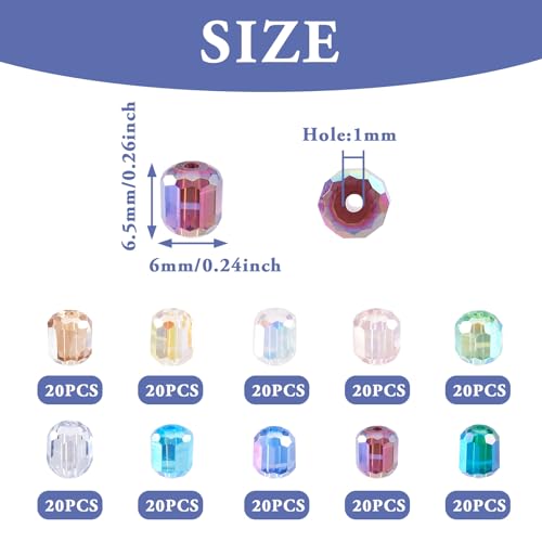 Crafans 200Pcs Faceted Column Glass Beads 10 Colors Electroplate 6mm Column Spacer Beads AB Color Glass Beads Bulk for DIY Bracelet Necklace Jewelry Making - Image 4