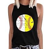 OIUHJN Top Mit Eckigem Ausschnitt Damen Sommer Casual Baseball Print Tank Top Ärmelloses Rundhals Weste Top Oberteil Damen Party