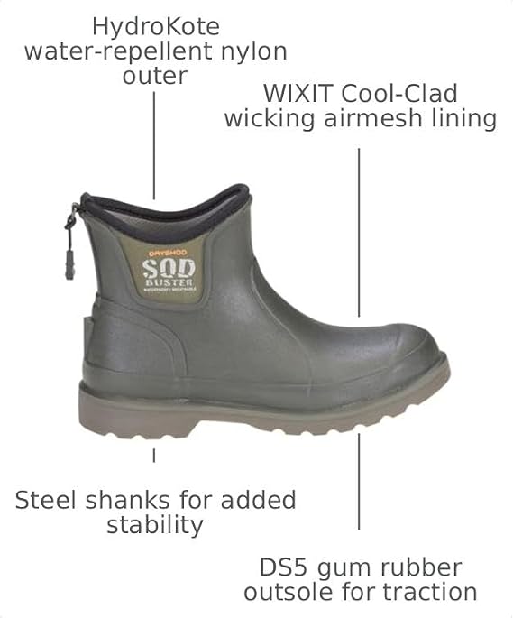 Dryshod Men's Sod Buster Garden Ankle Work Boots | Waterproof |Moisture Wicking
