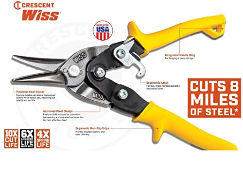 Crescent Wiss 9-3/4" MetalMaster Compound Action Straight and Left Aviation Snips - M1R - Image 6