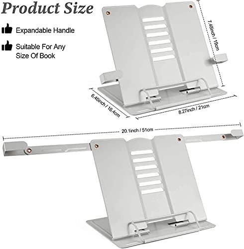 Image of Metal Book Stand Holder | Portable Cookbook Holder,Adjustable Recipes Book Organizer | Book Stands & Holders for Reading Study Foldable Accessories (Grey)