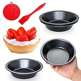 Quyimy 5 Inch Mini Pie Pans 4 Pack Pie Tins, Carbon Steel Mini Tart Pan Nonstick Round Small Pie Tins for Baking Pot Pies Cakes Pizza Bread Dessert, Fruit Pie and Meat Pie