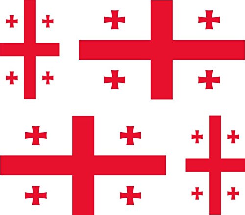 Akachafactory 4 x Autocollant Sticker Voiture Moto Valise pc Portable Drapeau Georgie georgien