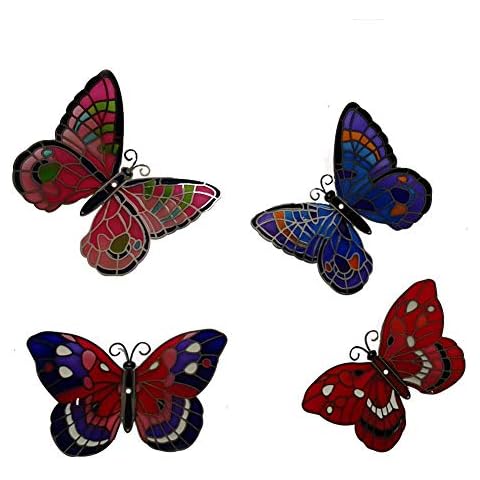 4-Piece Hand-Painted Art Glass Refrigerator Magnet Butterfly Cover