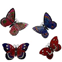 Fridge Magnet Plique-a-Jour Enameling, Cloisonne Enamel Fridge Home Decor Hand-Painted Butterfly 4-Piece Set