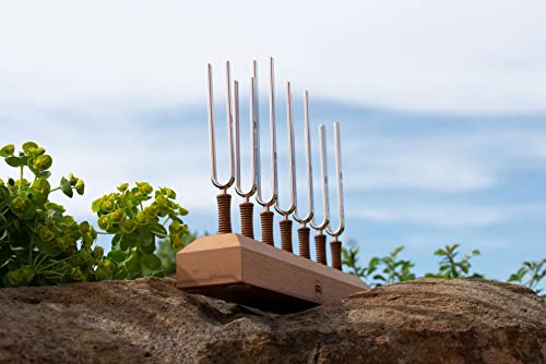 Planetary Tuning Fork 7 Piece Chakra Set With Exact Pitch And Frequency — Made In Germany — For Meditation, Sound Healing Therapy And Yoga, 2-Year Warranty Brown #TOP6