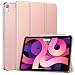 Produktbild MoKo Hülle Kompatibel mit iPad Air 4. Generation 2020 iPad 10.9 Zoll 2020 Tablet, Auto Schlaf/Wach [Unterstützt 2. Gen iPencil Laden] Transluzent Rückhülle Schutzhülle PU Leder Tasche, Roságold