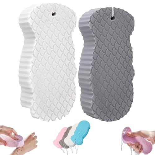 Lot de 2 éponges de bain exfoliantes magiques super douces, réutilisables, à récurer, pour le bain et la douche (2 pièces)