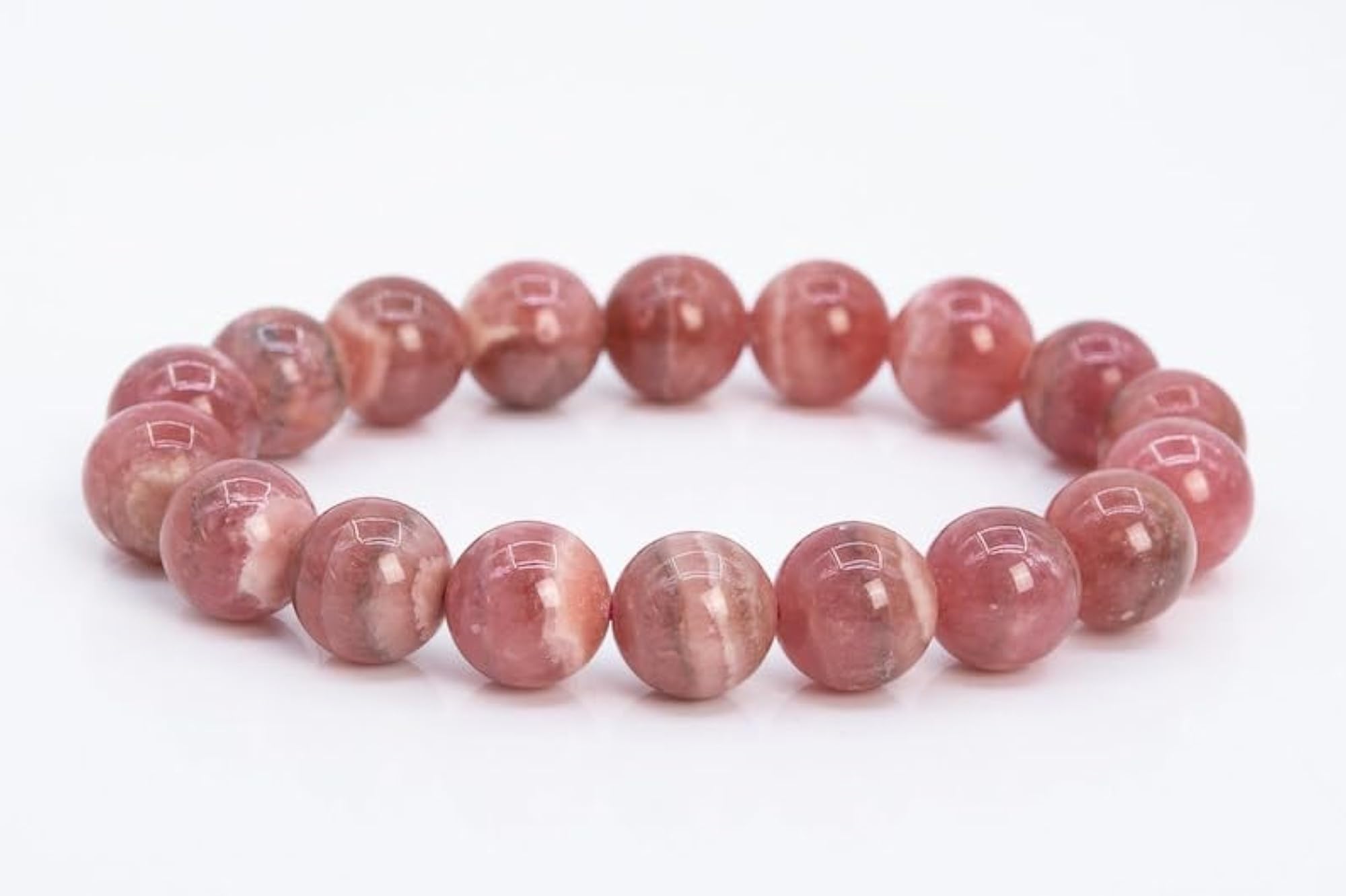 Natural Rhodochrosite Gemstone Stretch Bracelet, Unisex Gift