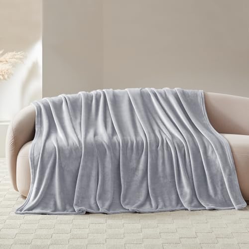 WAVVE Kuscheldecke Flauschig Decke Fleecedecke - Sofadecke 150x200 cm Warm Wohndecke Couchdecke, Hellgrau Decke Weich Sofaüberwurf XL