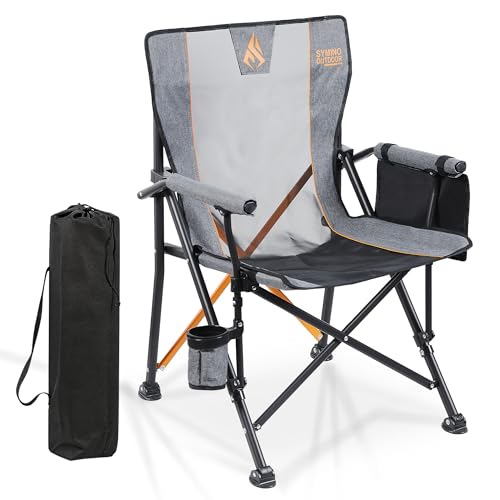 Symino Chaise Pliante Camping-Lot de 1, Tissu Oxford 600D Semi-Transparent, Capacité 120 kg, Léger et Portable, pour Plage Jardin Pêche-Orange