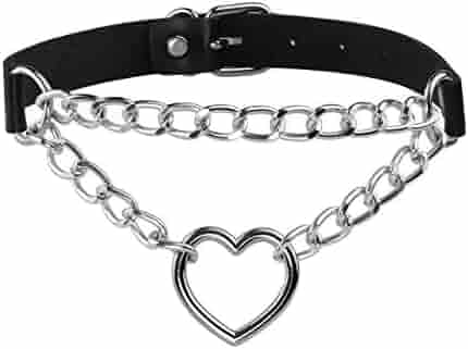 Dames Accessoires Leuke Sexy Multilayer Ketting Gebroken Hart Hanger Kraag Pu Leer Dames Cosplay Hip Hop Sieraden Maat Verstelbaar