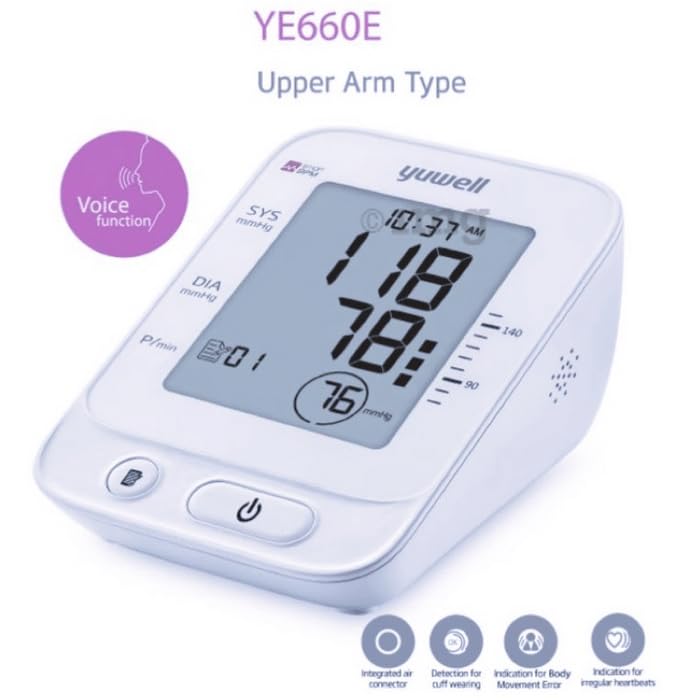 Yuwell YE660E Digital Arm Blood Pressure Monitor | Bp Monitor | 99 Group of Memory | Indication for irregular heartbeats | Cuff wrapping detection - Pack of 1 (White) 4