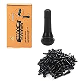 EZISOE 100Pcs TR414 Snap-in CA65 Copper Insert Standard Length Black Rubber Tire Valve Stem for Car/Motorcycle/Bike Rubber/Copper Wheel Tire Valve Stem