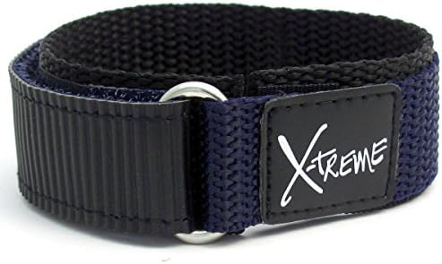 New X-Treme 20mm Tough Secure Hook & Loop Nylon Watch Band Strap Gents Men's with Ring End - Dark Blue