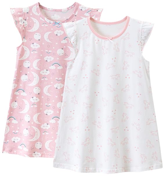 BANGSAUR Girls' Dress, Cotton Soft Sleepshirts,3-10 Years