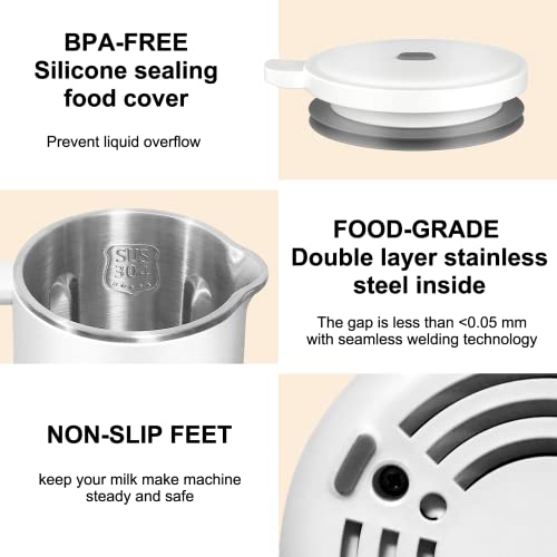 Arlyeef Automatic Soy Milk Maker, 20Oz Homemade Nut/Almond/Oat/Coconut Plant-Based Milks & Dairy Free Beverages Machine With Mesh Strainer, Boil Water, Delay Start/Keep Warm & Bpa Free, White #TOP4