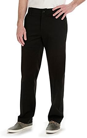 Lee Men's Extreme Motion Flat Front Regular Straight Pant Black 38W x 32L