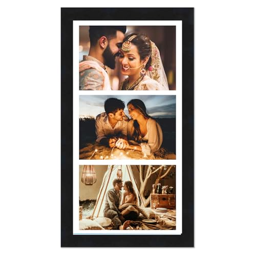 Image of Wooden Rectangular Photo Frame Wall Hanging with Customised Collage Photo Frame for Anniversary Couples Birthday Gifts (6x12 Inches) Pack of 1