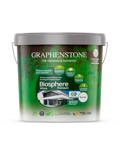 Pintura natural con grafeno para fachadas Graphenstone Biosphere premium blanca 15 litros