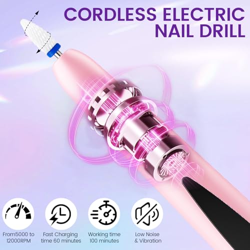 Perceuse à ongles électrique sans fil kit lime à ongles rechargeable acrylique - 2