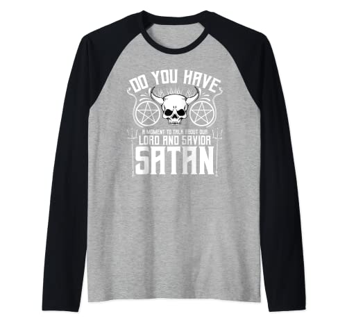 Pentagrama Lucifer Satánico Bafometa Brujería Oculta Goth Camiseta Manga Raglan