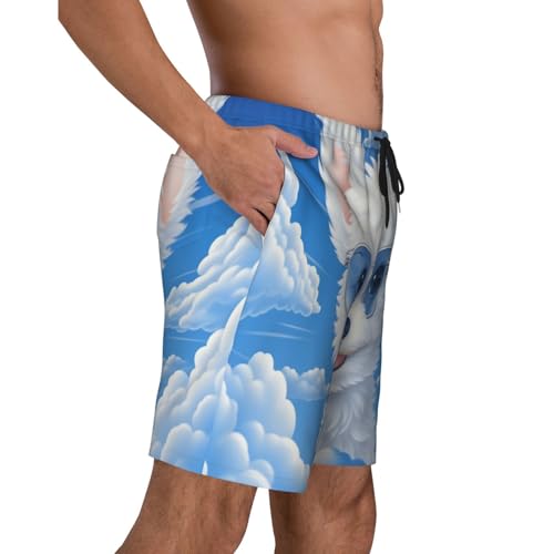Puppy with Glasses in The Sky Men Beach Pants â€“ Swim Trunks for Men,Quick-Dry and Comfortable, Suitable for Beach, Surf, and Everyday Wear Black3