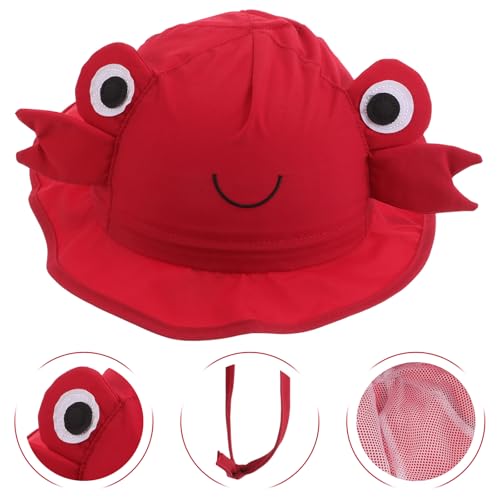 LUOZZY Breathable Kids Sun Hat with Wide Brim Neck Flap Uv Protection Cartoon Crab Design Quick-Dry for Summer Beach Outdoor 52cm Age 2-6 Years Multicolored4