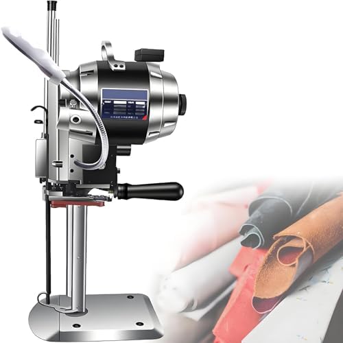 Electric Fabric Cutting Machine, Vertical Knife Cutter with LED Light for Textile, Leather & Paper - Adjustable Thickness 11-34cm, Ideal for Seamstresses & Tailors