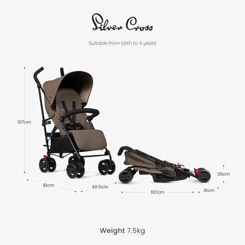 Silver Cross - Pop 2 Pushchair - Foldable Travel Stroller - Buggy - Adjustable/Lie Flat Seat - Newborn to 4 Years - Cobble - Image 5