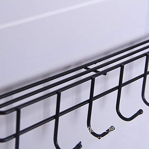 EigPluy Utensil Racks,Wall Mounted Kitchen Utensils Hanging Hooks with Knife/Towel Holder, 17inch Drilling Free Kitchen Tools/Pot/Towel/Knife/Mug/Cups Storage Holder Shelf,Black