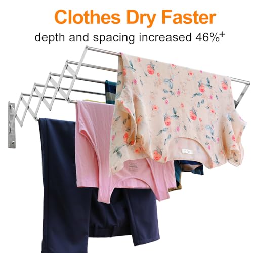 MaiHongda-Wall-Mounted-Laundry-Clothes-Drying-Rack-Clothing-Retractable-Accordion-Wall-Hanger-Collapsible-Hanging-Towel-Holder-for-Laundry-Bathroom17-32inch-Variable-EnhancedAdjustable-Length MaiHongda Wall Mounted Laundry Clothes Drying Rack Clothing Retractable Accordion Wall Hanger Collapsible Hanging Towel Holder for Laundry Bathroom17 32inch Variable EnhancedAdjustable Length