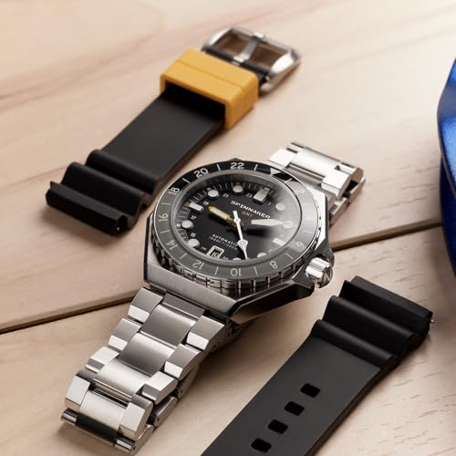 Image of Spinnaker Dumas Men's Automatic GMT Dive Watch - Seiko NH34 Movement, 44mm Stainless Steel Case, Water Resistant 300m, Stainless Steel Bracelet, SP-5119