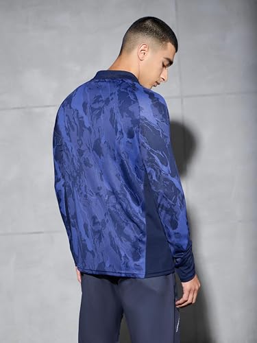 Image of TECHNOSPORT Men Polyester Slim Fit Printed Full Sleeve Polo Neck T-Shirt with Technocool+, SPF50+ & Quick Dry for Gym, Sports and Regular Use